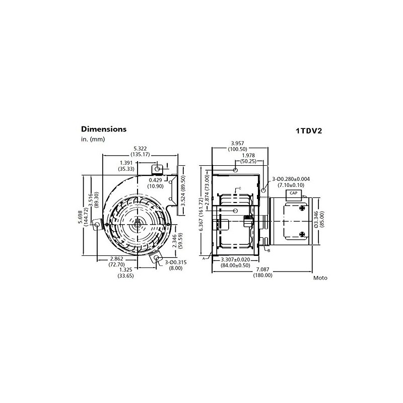 Dayton 1TDV2 High Temperature Blower, 115 Volt, 129 CFM by
