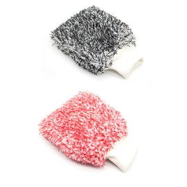 [LUYING] Car Wash Gloves, Car Wash Tool, Fiber Car Wash Gloves Material is Soft, Strong Suction Power, Removes Dirt, Easy to Use (Set of 2, Red + Black)