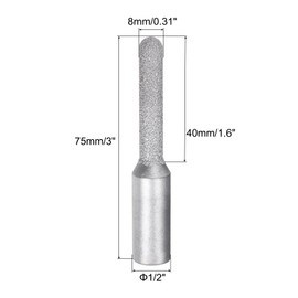 sourcing map 2 Pcs Diamond Profile Straight Router Bit 8mm Dia 1/2" Shank 46 Grit Wet Dry Use Brazed Cylinder Profile Wheel for Marble Quartz Stone Tile Edge Cutting