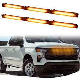 LED Front Grille Lights Fits for 2022-2025 Silverado 1500 WT Custom Trail Boss Custom Grill Lights Front Bumper Light for Chevr y Silverado 1500 Accessories 84692656 (Amber)