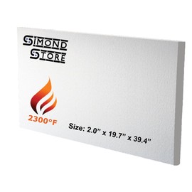 Simond Store Ceramic Fiber Board, 2300F Rated, 2" x 19.7" x 39.4", Fireproof Insulating Board for Wood Stove, Furnace, Forge, Kiln, Oven, Fireplace Heat Shield