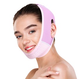 Double Chin Lift V Line Mask, Reusable Face Slimming Strap for Women & Men, V-Shaped Chin Strap for Jawline Lifting, Double Chins Reducer for Sleeping, Anti-Sagging & Facial Contouring(Purple)