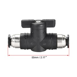 sourcing map Pneumatic Ball Valve, Push to Connect Shut off Valve, 8mm Inner Diameter, for Air Flow Control, Plastic Zinc Alloy Black