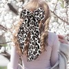 TELAIN Large Hair Bow Clip in Satin with Leopard Print,