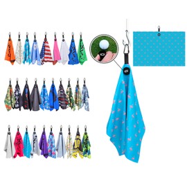 Magnetic Microfiber Waffle Golf Towel – Large 16"x24" Clean Golf Club Ball Magnet Clip to Hang on Bag Cart Strong Premium Strength Ultra Absorbent Gear Black Men (Small Flamingos)