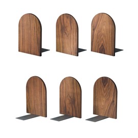 Large Bookend Hold Heavy Books- 7x4x5in 3 Pack Wood Bookends for Heavy Books Heavy Duty Walnut Book Ends for Men Wood Bookends for Office Desk Non-Skid