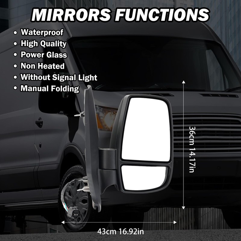 MOFOAP Passenger Side Mirror,Mirror Compatible with 2015-2025 Ford Transit 150