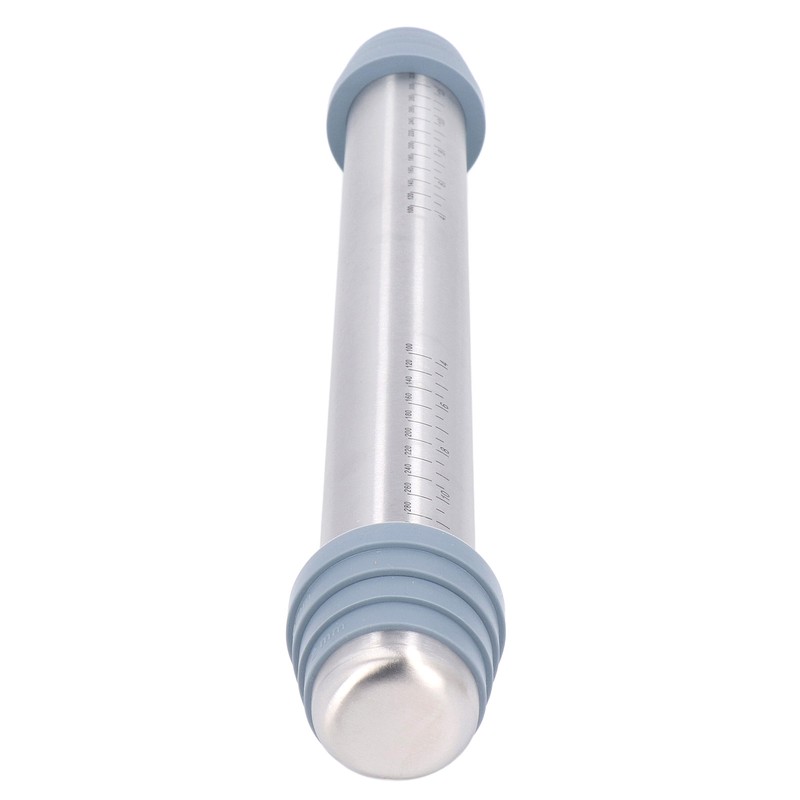 Rolling Pin Dough Roller Stainless Steel with 4 Silicone Guide