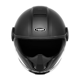 YEMA Convertible 3/4 Full Face Motorcycle Helmet DOT Approved - Dual Visor Motocross Off-Road Helmet for Adults, Modular Open Face Design for Street Bikes Scooters YM-653 (Black, Large)