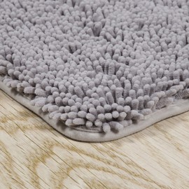 Bedford Home 2 Piece Memory Foam Shag Bath Mat -Grey