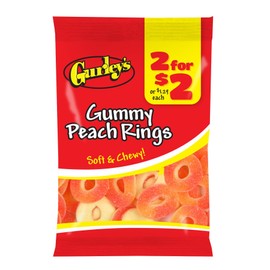 Gurley's Juicy Peach Gummi Rings, Sweet with a Tangy Twist (Pack of 12)