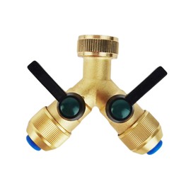 Hydrogarden 2-Way Water Distributor 3/4 Inch with 2 x 1/2 Inch Connector for Hose Couplings Plug System Hose Connection