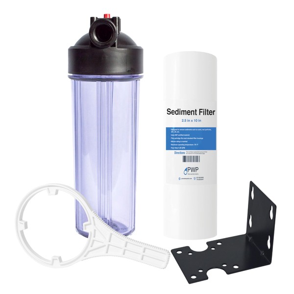 Sediment Water Filtration System with Clear 2.5X 10" Housing 3/4