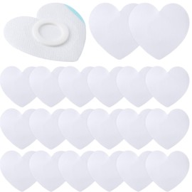 Joez Wonderful 20 Pcs Disposable Castor Oil Pack Wrap, Highly Absorbent Belly Button Patches, Self-Adhesive Castor Oil Patches, Organic Cotton Wraps Pack Covers - Heart (White, 7x7cm)