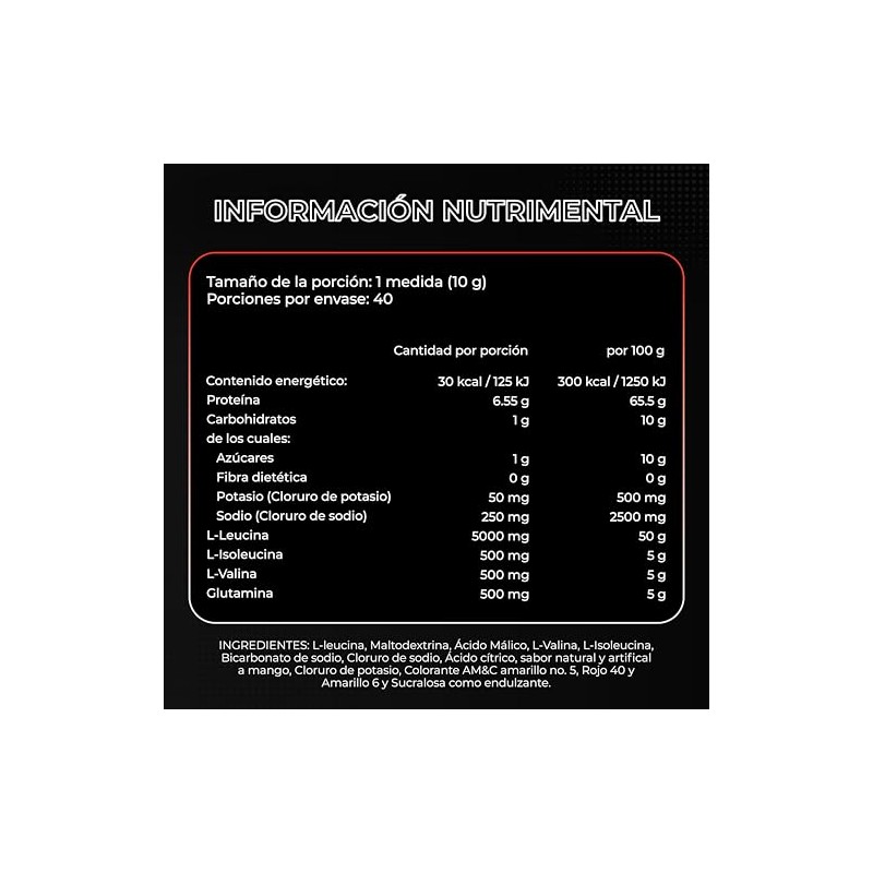 BCAA Aminoácidos Ratio 1011 Con Carga Extra De Leucina Y