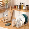 2 Stück Holz Tellerständer & Topfdeckelhalter, Abtropfgestell für Küche mit