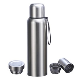 CDJ 50 oz Thermos with Tea Infuser Stainless Steel Vacuum Insulated Water Bottles with 2 Covers Flasks for Hot and Cold Drinks Large Coffee Bottle for Traval,Hiking,Camping