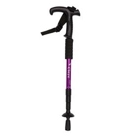 Walking Trekking Poles Collapsible Aluminum Alloy Hiking Pole Telescopic Anti-shock T-Handle Walking Cane for Walking Snow Mountain Climbing Walking Outdoor Climbing Backpacking (Purple)