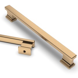 Asidrama 10 Pack 7 Inch(177mm) Hole Centers Champagne Bronze Kitchen Cabinet Handles, Brushed Brass Cabinet Pulls Kitchen Cabinet Hardware for Cupboard Gold Drawer Pulls