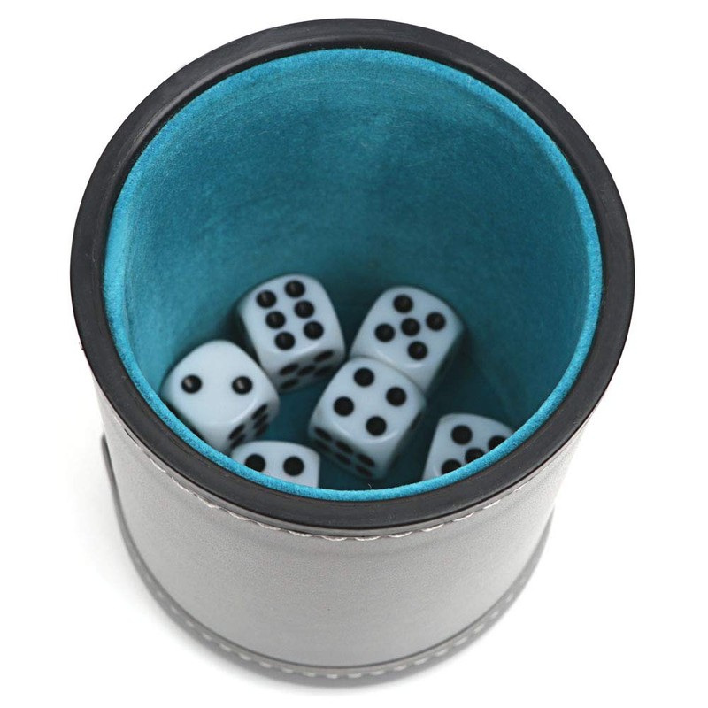PU Leather Dice Cup with 6 Dice Felt Lining Silent