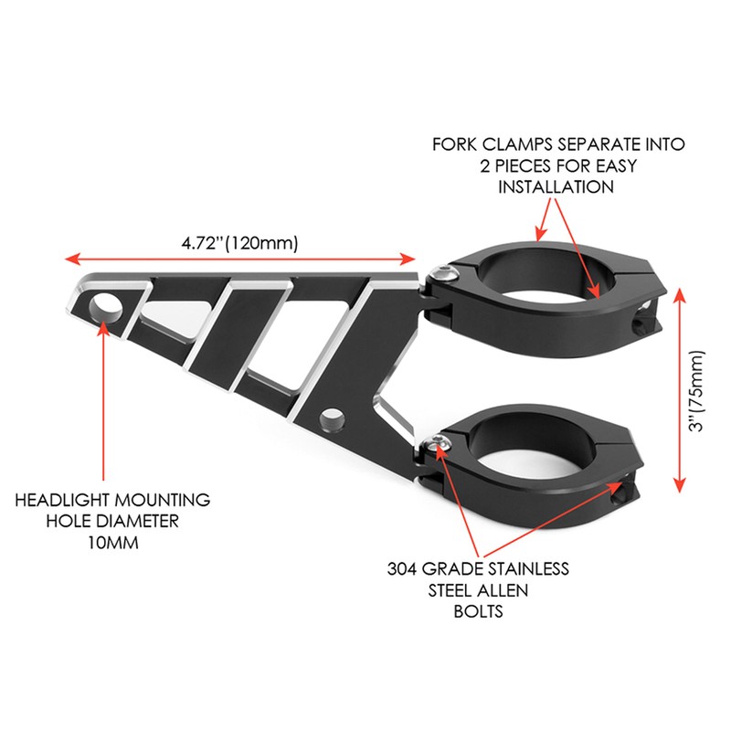 Headlight Holder 55-57 mm with Fork Clamps for Motorcycle CNC