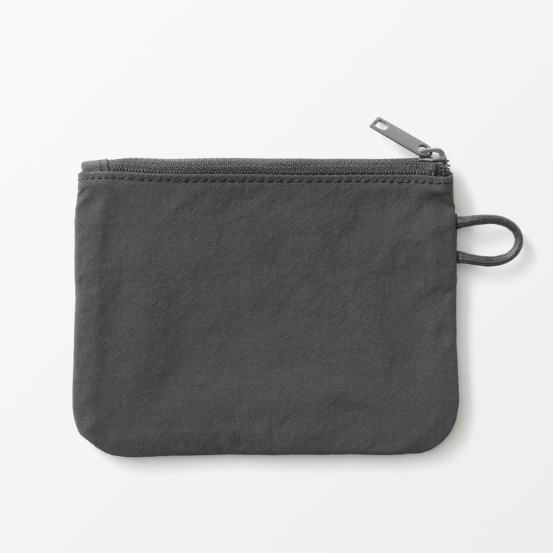 MUJI 84473869 Wrinkle Nylon Flat Pouch, Dark Gray, M, Approx.
