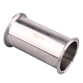 DERNORD Sanitary Spool Tube with Clamp Ends,Stainless Steel 304 Seamless Round Tubing with 3 Inch Tri Clamp Ferrule Flange (Tube Length: 6 Inch / 152MM)