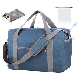 For Spirit Airlines Personal Item Bag 18x14x8 with Wet Pocket Foldable Travel Duffel Bag Underseat Carry on for Men Women(30LNavyblue)