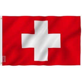 Anley Fly Breeze 3x5 Foot Switzerland Flag - Vivid Color and Fade proof - Canvas Header and Double Stitched - Swiss Flags Polyester with Brass Grommets 3 X 5 Ft