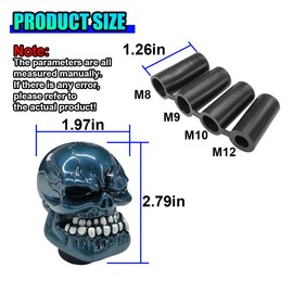 UHANBUT Skull Car Gear Shift Knob, Resin Automotive Transmissions Shifting Lever Handle, Big Tooth Skull Vehicle Gear Stick Shifter Knob Compatible with Most Manual Automatic Car SUV Truck (Blue)
