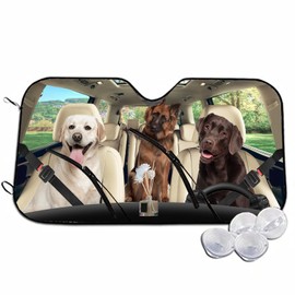 Generic Funny Dog Puppy Driver Car Windshield Sunshade Dog Driver Car Sunshade Foldable Car Sunshade Protects Your Car Interior Prevents UV Rays Cools Your Vehicle