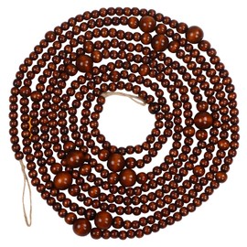 15 Feet Christmas Wooden Beads Xmas Bead Garland Round Craft Bead Garland Farmhouse Bead Garland Vintage Wooden Beads for Christmas Decoration Supplies (Brown)