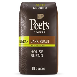 Peet's Coffee, Dark Roast Ground Coffee - Decaf House Blend 18 Ounce Bag