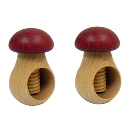 Wooden World 2 x Nutcracker made from natural beech wood - VERY SOLID Mushroom Claret