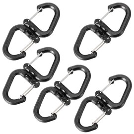 SquEqu 5 Pack Dual Locking Carabiner Clips with Double-Ended Wiregate Utility Hook Lightweight Swivel Snap Clasps Keychain Clip for Camping Hiking Backpack Backpacking Belt Loop Key Chain Flashlight