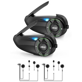 EJEAS Q8 Motorcycle Helmet Bluetooth Intercom, New Mesh 3.0 Group Intercom System, Music Sharing and Channel Switching, 6 Riders Talk at the Same Time (2 Pack)