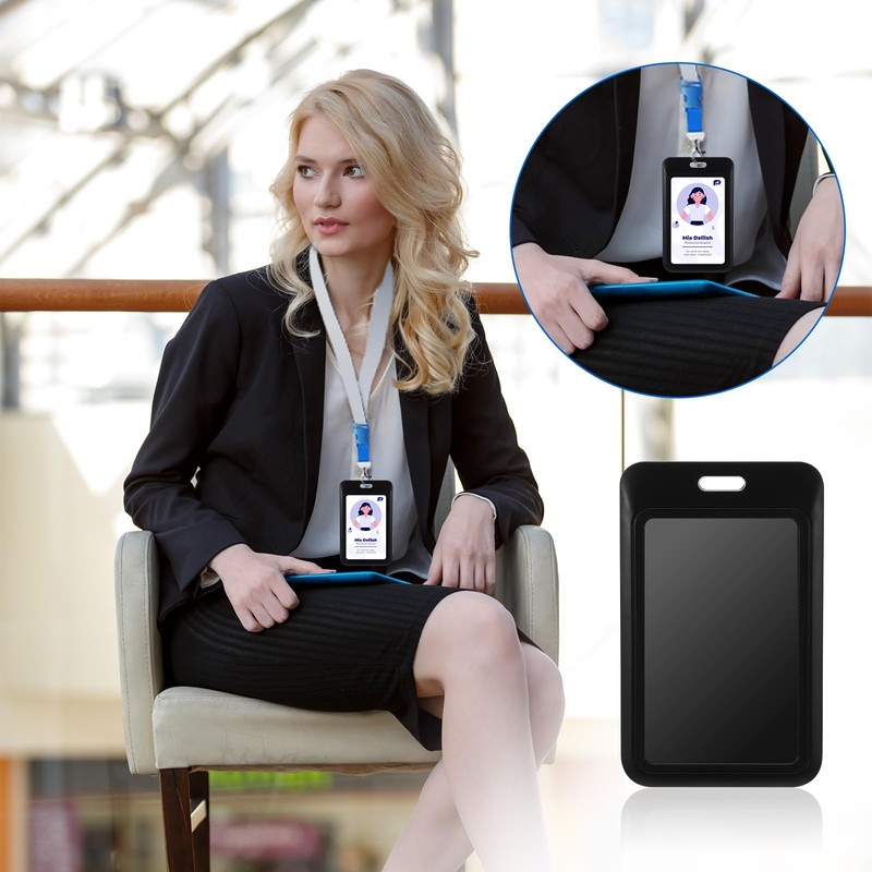 Hard Plastic ID Badge Holder Vertical Slide Open Card Case