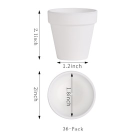 Yishang 2 inch White Small Terracotta Pots with Drainage Holes,Mini Clay Ceramic Pottery Planter,Cactus Flower Nursery Terra Cotta Pots,for Indoor/Outdoor Succulent Plants,Crafts-36 Pack