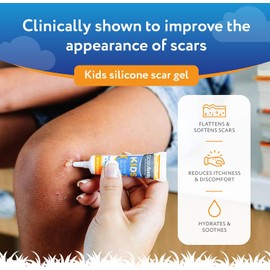 ScarAway Gel de silicona para cicatrices para niños, 100% de grado médico, ayuda a mejorar el tamaño, el color y la textura de las cicatrices hipertróficas y queloides en la cara y el cuerpo causadas