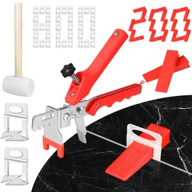 Tile Leveling System 1/16 Inch with Tile Plier and Rubber Hammer - 800Pcs Tile Spacers Leveling Clips and 200Pcs Reusable Wedges Tile Tools for Floor Wall Ceramic Tile Stone Installation - Red