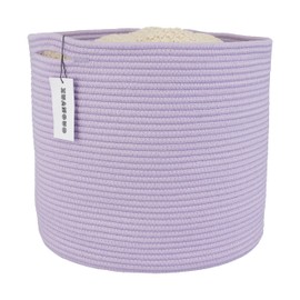 XUANGUO Cotton Rope Basket For Girls Boys Kids 16”X14” Baby Laundry Basket Nursery Bin Round Woven Basket Organizer For Storage Toys Blankets Shoes Clothes purple