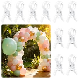 PUGPIU 10 Pack Balloon Arch Clips for Backdrop | Plastic Transparent Spring Clamps | 3.5 Inch Heavy Duty Clip for Backdrop Stand | Birthday Wedding Decoration | Photography Studio | Crafts | Clothing