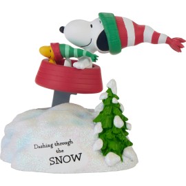 Precious Moments 237105 Peanuts Dashing Through The Snow Rocking Musical 5.25"