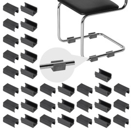 PATIKIL 32pcs U Chair Leg Caps, 18mm U Shaped Chair Leg Floor Protectors Chair Foot Rectangle Chair Leg Tips Covers Pads Slide Smoothly for Hardwood Floors, Black