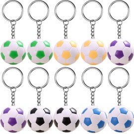YouYuer Football Keyring, Pack of 10 Football Pendants, Football Key Fob for Boys, School Bag Pendant Boy, Footballer Football Gift, Football Accessories