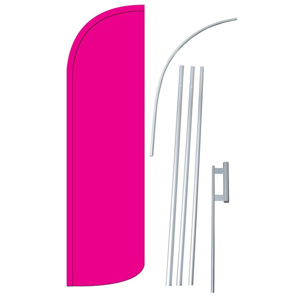 NEOPlex - "SOLID PINK" 12-foot SUPER Swooper Feather Flag With Heavy-Duty 15-foot Pole and Ground Spike
