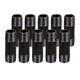 Supply Giant 1/2 Inch Black Half Inch Malleable Steel Pipes Nipples Fitting Closed Build DIY Vintage Furniture, 1/2" x 3-1/2"