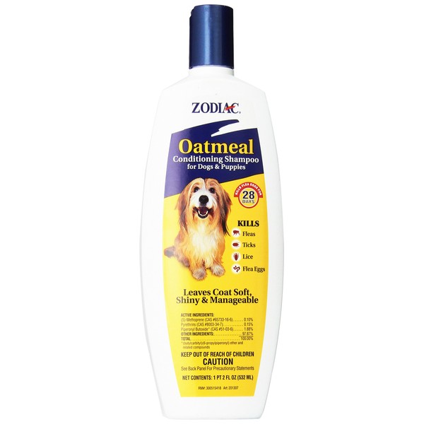 Zodiac Oatmeal Conditioning Shampoo for Dogs & Puppies 18 ounces