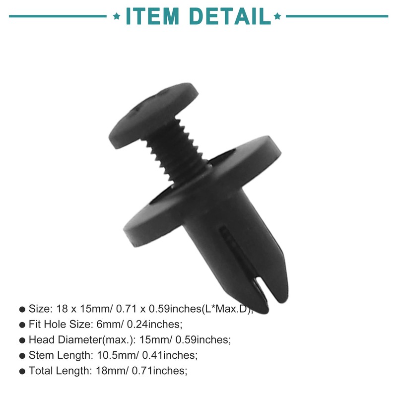 ACROPIX Plastic Push Rivets Trim Clips Car Bumper Fender Universal
