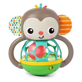 Bright Starts Grab & Giggle Monkey - Juguete Sonajero Musical Iluminado con Oball de Fácil Agarre, Edades 6 Meses+, Unisex